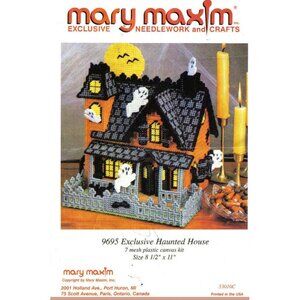 Mary Maxim 9695 Exclusive Haunted House 7 Mesh Plastic Canvas Kit vintage